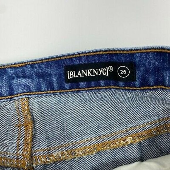 BLANKNYC Denim Mini Skirt Size 26 Distressed Frayed Hem Jean 100% Cotton Casual - Picture 4 of 8